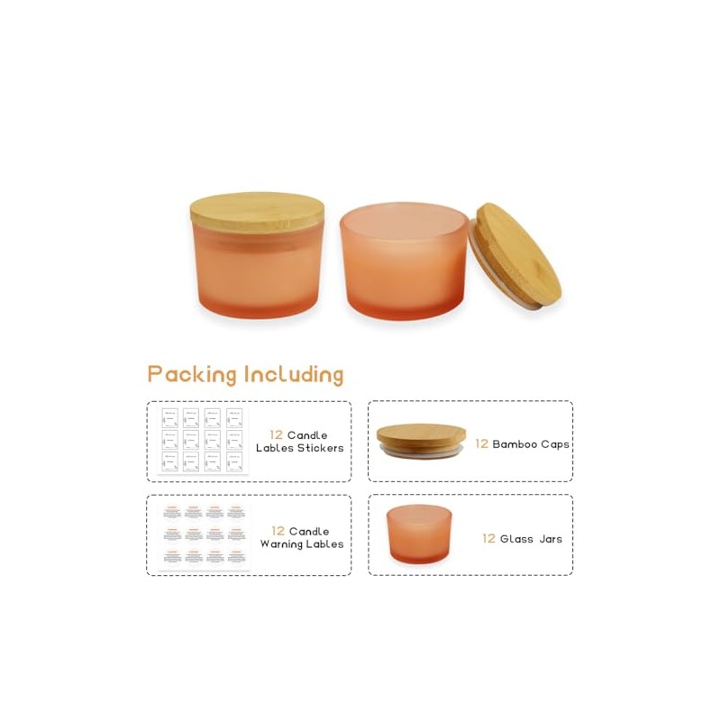 YZEROBAMB 12 Pack 4 OZ Thick Heat-Resistant Glass Candle Jars