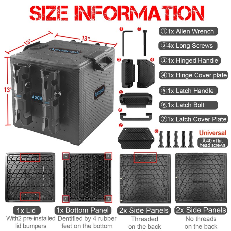 Kayak Fishing Crate with 4 Rod Holders,13"x13" Kayak Tackle Storage