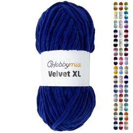 HobbyMia Velvet XL - Chenille Yarn for Crocheting - 100g / 74yds - (6) Super Bulky Yarn - Fluffy Yarn for Crochet - Plush Soft Yarn for Crocheting Baby Blankets (14360 - Gulf Blue, 1 Skein)
