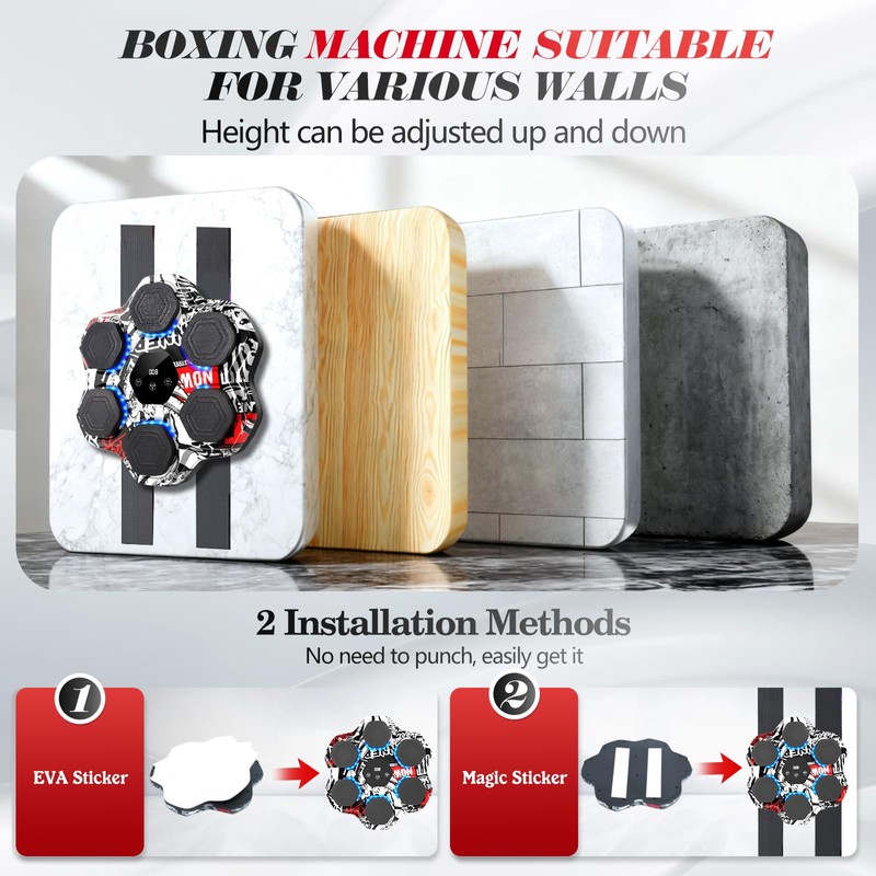Music Boxing Machine, Smart Bluetooth Boxing Machine with Gloves, Wall