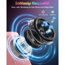 Gladorn Bluetooth Speaker with RGB Lights, 20 Hours Playback, Stereo Pairing, Intense Bass, IPX6 Waterproof, Bluetooth 5.3, Portable Speaker for Home, Outdoor, Camping, Gift