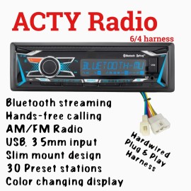 EPD Honda Acty Plug & Play AM FM Bluetooth Streaming Radio with 6 /4 Harness