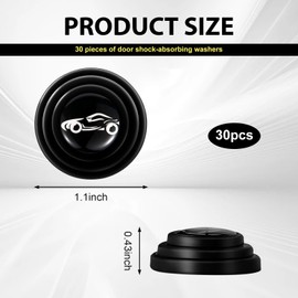 AWGUKA Pack-30 Car Door Shock Absorption Sticker, 1.1" x 0.43" Sports Car Decoration Thickened Silicone Sound Insulation Buffer Pad, Door Side Anti-Collision Protector, Universal for Cars (Black)