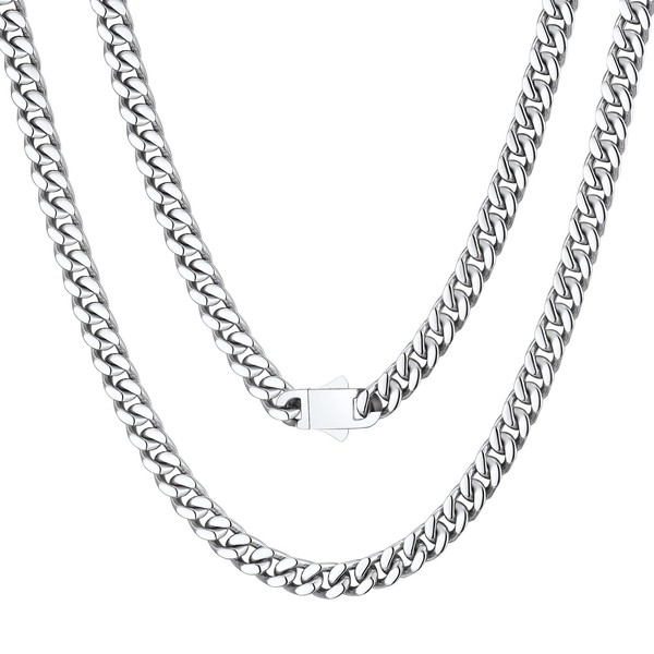 Silver Chain Necklace for Men Necklace Stainless Chain Cuban Chain