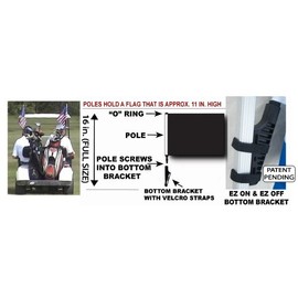 SSP Flags Black Golf Cart Flag EZ On & Off Bracket