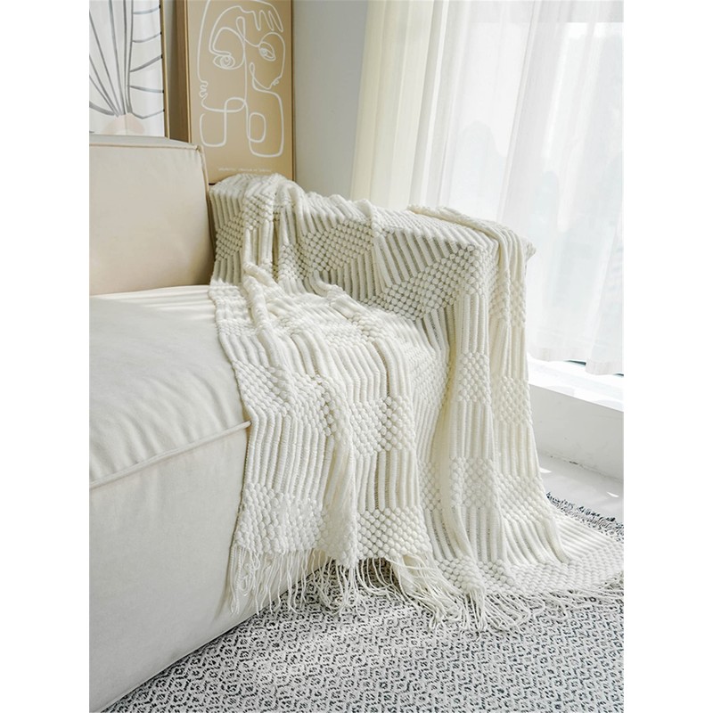 Hayisugal Bedspread Blanket Boho Blanket Soft Knitted Blanket Reversible Blanket