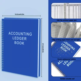 Checkbook Register - Check Register Book for Personal or Business, 8.5" × 6.5", Blank Ledger Transaction Register for for Check Book, Thick Paper, Twin-Wire Binding, Lined Notes Pages
