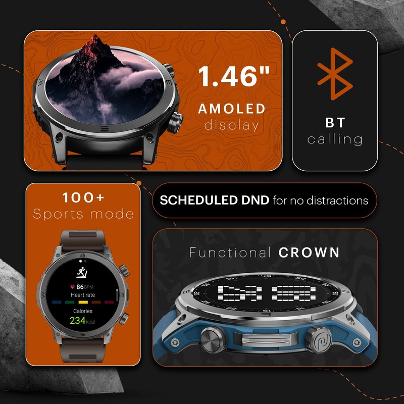 Noise Endeavour Rugged Design 1.46" AMOLED Display Smart Watch, BT