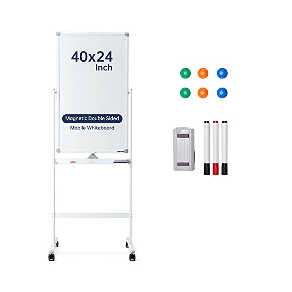 Mobile Dry Erase Board on Wheels - 40 x 24