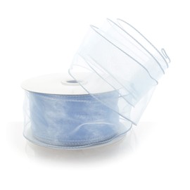 Ribbon Traditions 2.5" Wired Sheer Organza Ribbon Frosty Blue 10 Yards
