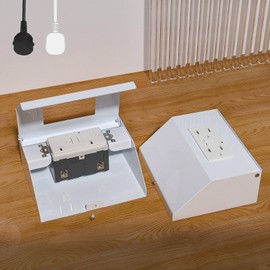 CQENPR Under Cabinet Outlet/Wall Distribution Box, 20 AMP GFCI Safety Outlet, Self-Testing, Mis-Wire Protection