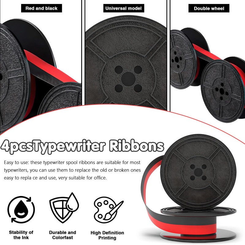 Chihutown 4 Pairs Universal Typewriter Ribbon, Calculator Ribbon Replacement Pack,