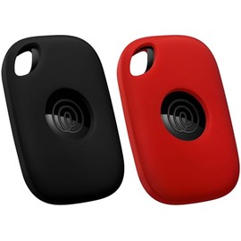 Geiomoo Silicone Case for Tile Pro (2024) Tracker, Soft Flexible Scratch Resistant Protective Cover with Carabiner (Black+Red)