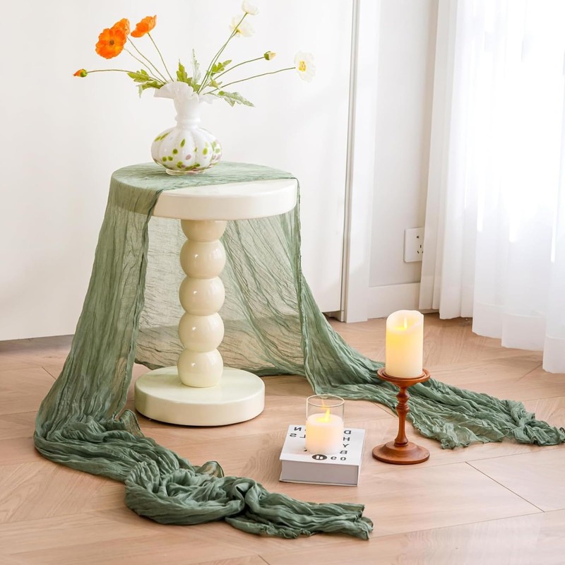 Sage Green Table Runner - 2 Pcs 10FT Gauze Cheesecloth