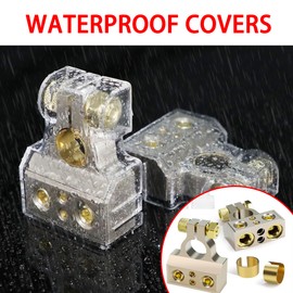 Battery Terminal Connectors,0/2/4/6/8/10 AWG Battery Terminals,Heavy Duty Car Battery Terminal,Top Post Multiple Battery Terminal,Positive Negative Battery Ends,with Shims Protector Cover (1 pair)