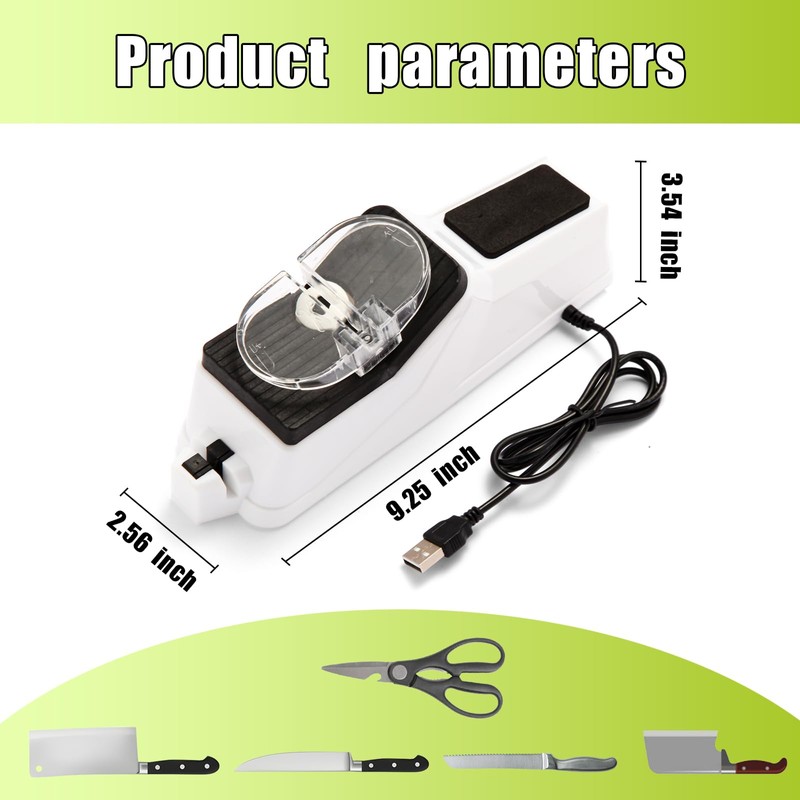 Gusneck Electric Knife Sharpener,(USB) Double Sided Knife Sharpener,Quick Sharpening &