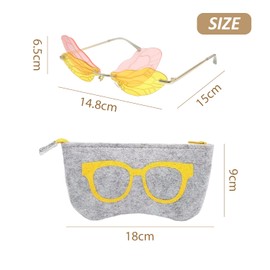 RELKLYU 1 Dragonfly Wing Glasses and 1 Glass Bag, Creative Styling Glasses, Photo Props, Accessories for Party Dressing.