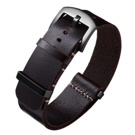 BINLUN Leather Watch Strap One Piece Oiled Leather Strap 18 mm 19 mm 20 mm 21 mm 22 mm 24 mm Replacement Watch Straps for Men and Women with Silver/Black Buckle, 20 mm, Leather, No gemstone