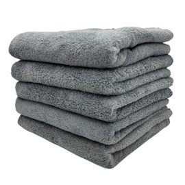 ddice Soft Absorbent Face Towels, Set of 5, Microfiber, Dry Towels, Lightweight, Thin, Soft to the Touch, Solid Color (Set of 5, Gray)