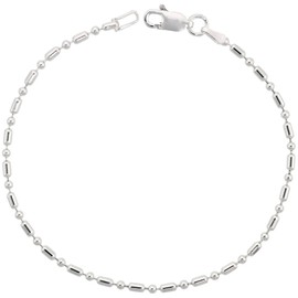 Sterling Silver Dot Dash Pallini Bead Ball Chain Bracelet 1.8mm Nickel free Italy, 7 inch