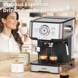 【Springtok】Gevi Compact Espresso Machine | High-Pressure Automatic with Milk Frother | Cappuccino & Latte Maker | Perfect Gift for Coffee Lovers, Dad & Mom