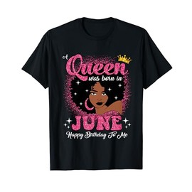 June Queen Birthday Afro Curly Hair Black Women Girls T-Shirt