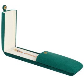 GORGECRAFT Velvet Necklace Box Dark Green Double Open Long Chain Case Rectangle Jewellery Display Holder Gift Box for Birthday Engagement Wedding Anniversary Jewellery Organizer Home Storage Supplies