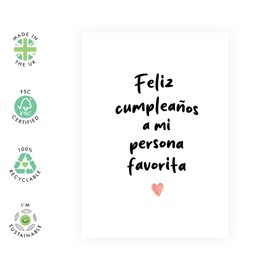 Central 23 Dulce Tarjeta De Cumpleaños Para Hombre Mujer - MI PERSONA FAVORITA - Tarjetas De Amor Para Novio Novia Marido Esposa - Tarjeta De Felicitación Para Pareja - Viene Con Pegatinas - Por