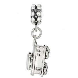LGU Sterling Silver 3D Train Caboose Dangle Bead Charm