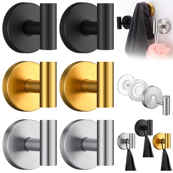 Ripeng 6 Pcs Suction Cup Hooks for Shower Stainless Steel