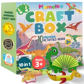 Mumaloo Dinosaur Craft Box - 10 Creative Arts and Crafts for Kids Ages 4-8, Fun, No Mess, Educational, Toddler, Preschool & Homeschool Activities Kit with Supplies, 3 4 5 6 7 8 Year Old Girls and Boys