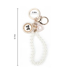 SHTALHST Pearl Keychain with Black Bow,Car Keychain, Wristlet Keychain,Bag Charms,Keychain Accessories for Christmas, Birthdays, Valentine's, Mother's Day, or Gifts for Wife, Girlfriend, or Friends