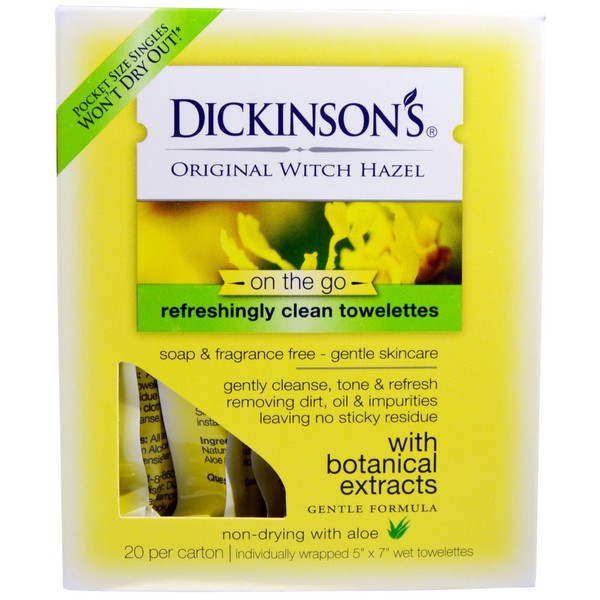 Dickinson's Original Witch Hazel Refreshingly Clean Towelettes 20 Each (Pack of 5)