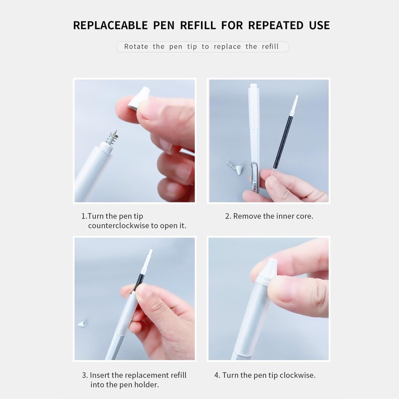UPENOTE 6pcs Gel Pen set, Black Ink Pens 0.18mm /0.28mm