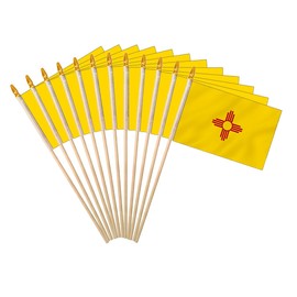 New Mexico State Handheld Stick Flag 4x6 Inch 12 Pack Small Mini NM Flag On Wooden Stick For Patriotic Festival Events Party Decoration (NM, 4X6 In)