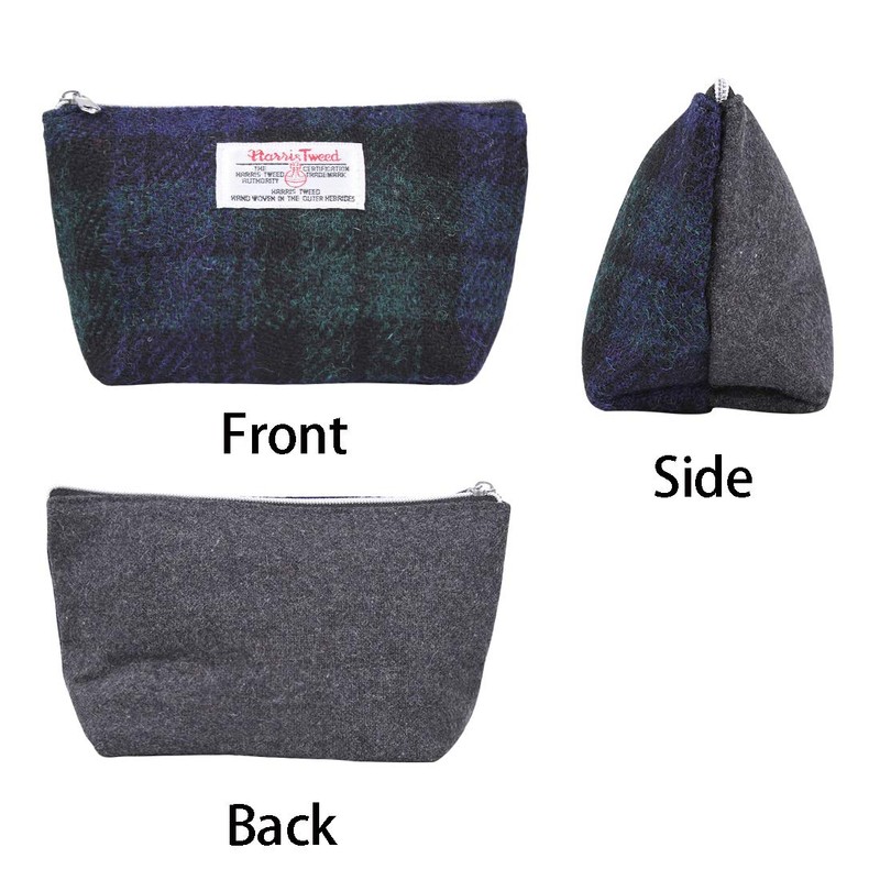 Harris Tweed Plaid Tartan Zipped Purse Cosmetic Toiletry Makeup Pouches