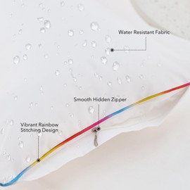 LEBO 16 x 16 Outdoor Waterproof Pillow Inserts - TPU Coated, Fade Resistant Down Alternative Throw Pillows for Patio Couch Sofa - White, Pack of 2