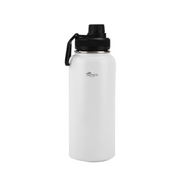ZAFiNCO Sports and camping Hydration Flask with 3 Lids - Double Walled & Vacuum Insulated Water Bottle - Stainless Steel, Leak Proof & BPA Free -(32 oz-WHITE)