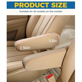 UBOG 2PCS Arm Rest Cover for Car,Car Armrest Cover,Interior Car Accessories Car Front Seat Armrest Covers,Center Console Lid Armrest Cover,Cloth Fabric Armrest Protectors for Car,SUV,Truck,Van (Beige)