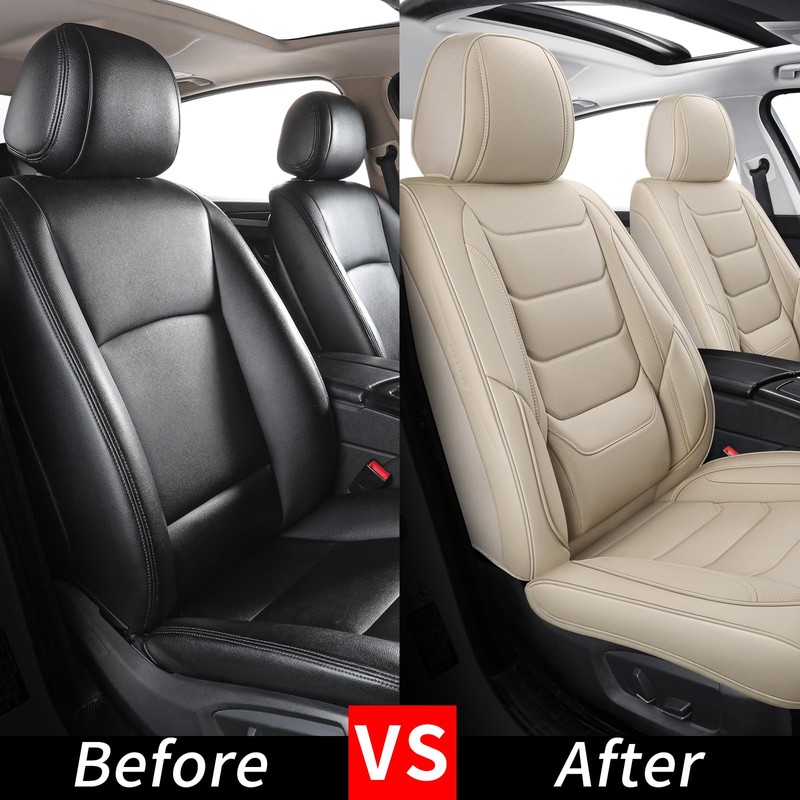 hoozoom Leather Front Car Seat Covers Breathable Seat Covers Waterproof
