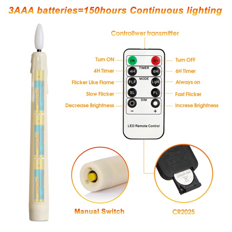 yunsheng Battery Operated LED Window Candles with Remote Timer, 8