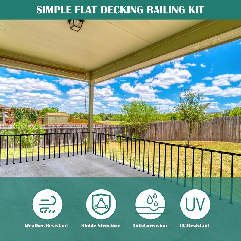 Deck Railings Metal Porch Railing Guard Rail Kit with Balusters