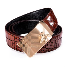 Dubulle Men's Designer Belt Set Leather 2PACKS Business Ratchet Automatic Buckles Casual Adjustable Strap Gift Box