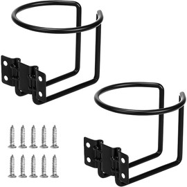 Stainless Steel Ring Shaped Boat Cup Drink Holder with Screws, 2Pcs Wall Rail Mounted Boat Ring Cup Holder, Metal Ring-Shaped Drink Holder for Boats, Silver