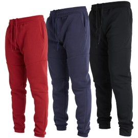 Ultra Performance 3 Pack Fleece Active Tech Joggers for Men, Mens Sweatpants with Rubber Zipper Pockets, 2X