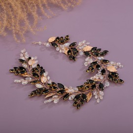 Denifery Rhinestone Bridal Hair Vine Crystal Wedding Headband Rhinestone Bride Headpiece Leaf Hair Accessories for Women and Girls, Alloy, Crystal, Rhinestone