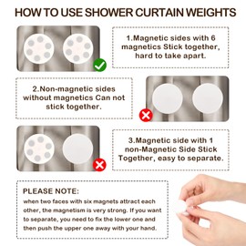 8 Pack Shower Curtain Weights, Rubber Covered Magnetic Curtain Weights, Shower Magnets for Curtain Liner Prevent from Blowing Around, Work for Drapery, Flag, Tablecloth (4 Pairs)