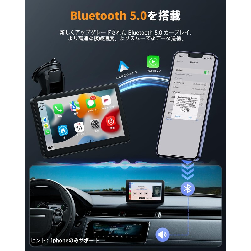 LAMTTO Display Audio, 7-Inch Wireless Car Play, Car Audio, Integrated