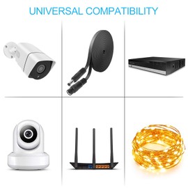 Uogw 3 Pack 25ft/7.5m DC Power Extension Cable 2.1mm x 5.5mm Compatible with 12V DC Adapter Cord for CCTV IP Camera, LED, Car, White