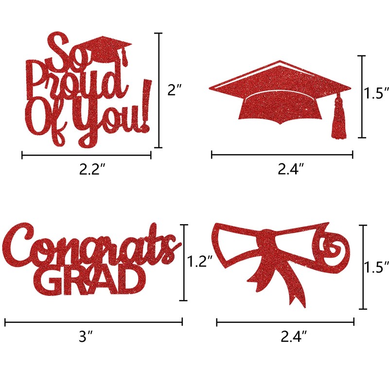 48PCS Graduation Cupcake Topper Glitter Grad Class Food Picks Congratulations